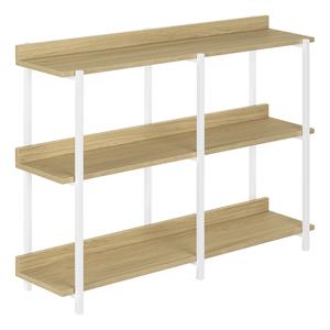 Pemberly Row 3-Tier Console Table with Shelves in Natural Wood Look