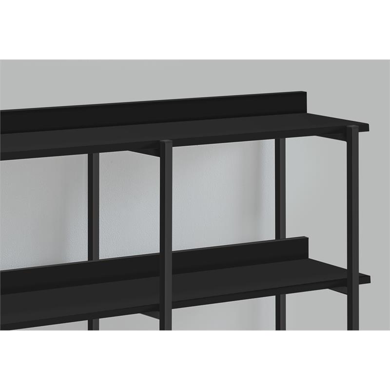 Pemberly Row 3-Tier Console Table with Shelves in Black Laminate