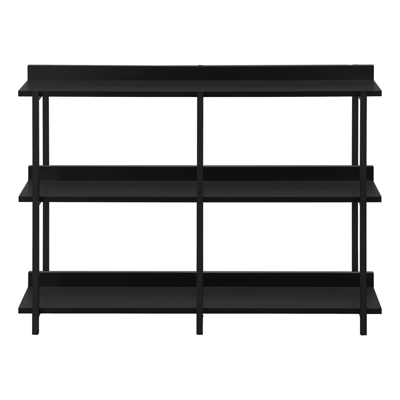 Pemberly Row 3-Tier Console Table with Shelves in Black Laminate