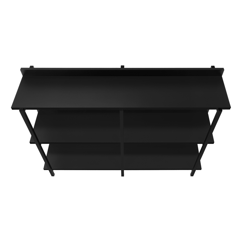 Pemberly Row 3-Tier Console Table with Shelves in Black Laminate