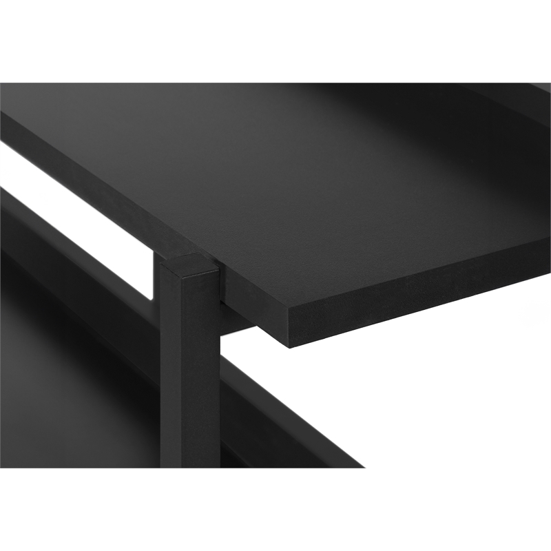 Pemberly Row 3-Tier Console Table with Shelves in Black Laminate