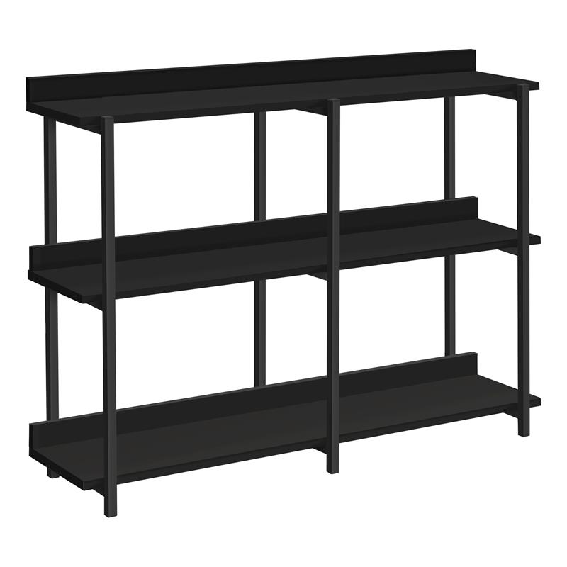 Pemberly Row 3-Tier Console Table with Shelves in Black Laminate
