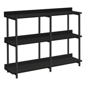 Pemberly Row 3-Tier Console Table with Shelves in Black Laminate