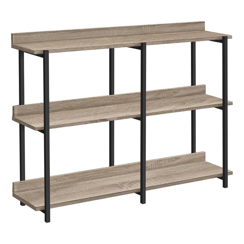 Pemberly Row 3-Tier Console Table with Shelves in Dark Taupe Laminate