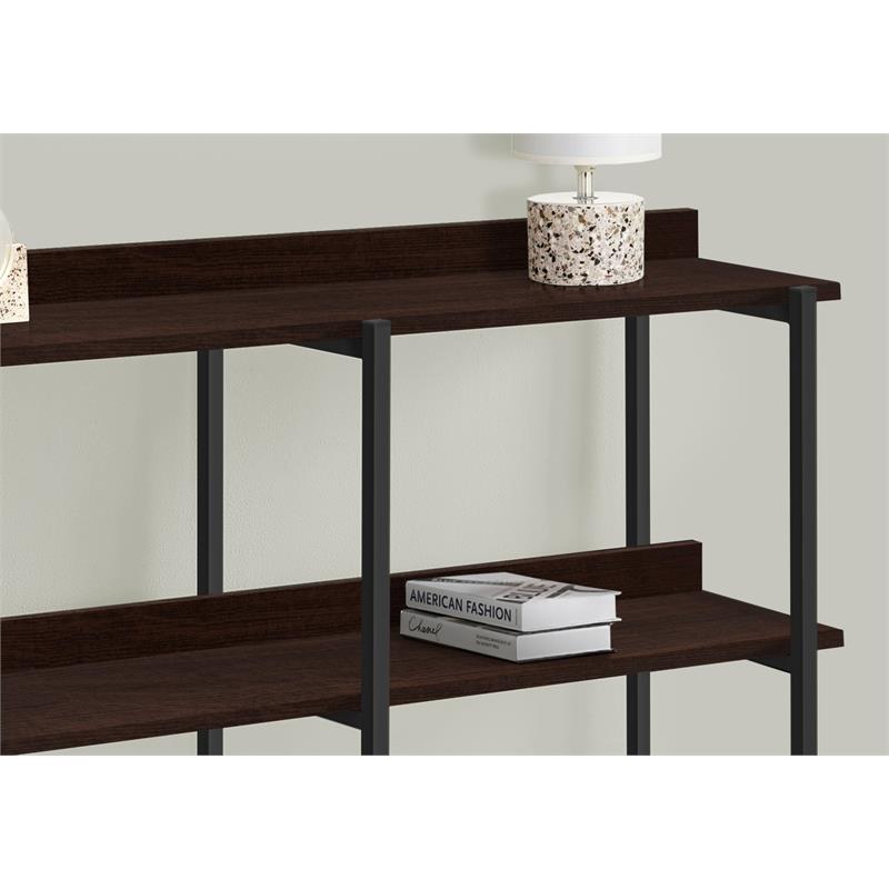 Pemberly Row 3-Tier Console Table with Shelves in Dark Brown Espresso