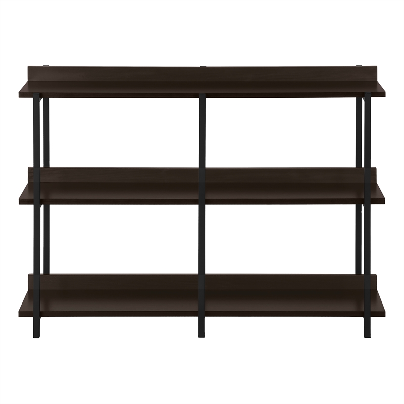 Pemberly Row 3-Tier Console Table with Shelves in Dark Brown Espresso
