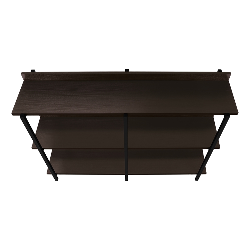 Pemberly Row 3-Tier Console Table with Shelves in Dark Brown Espresso