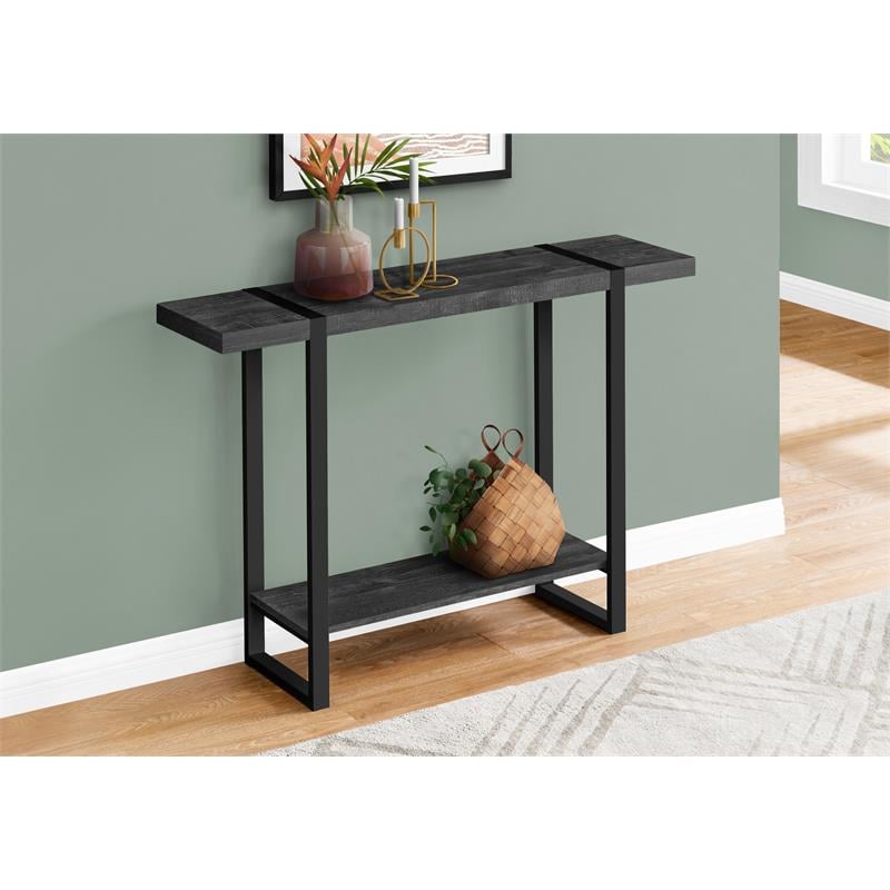 Pemberly Row Industrial Farmhouse Console Table in Black Reclaimed Wood