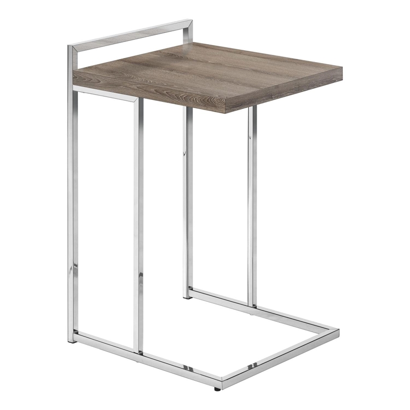 Pemberly Row Wide C-Shaped Accent Table with Handle in Dark Taupe