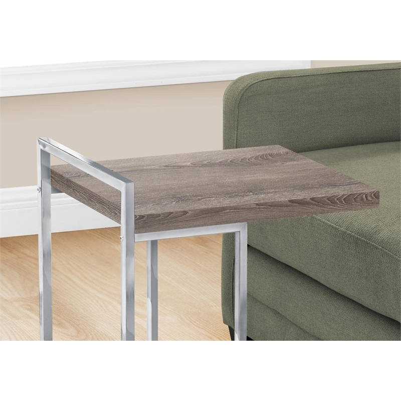 Pemberly Row Wide C-Shaped Accent Table with Handle in Dark Taupe