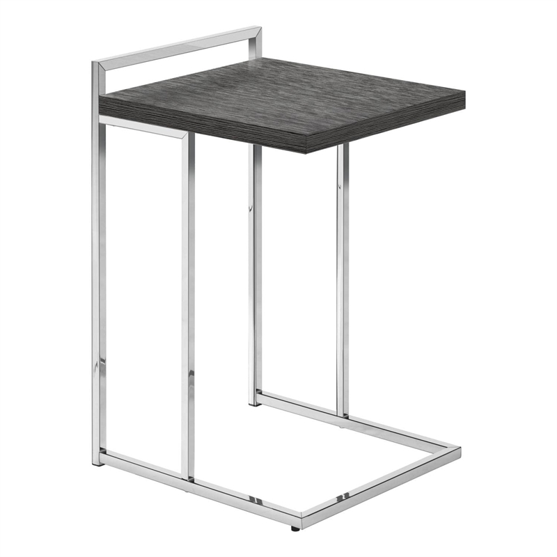 Pemberly Row Wide C-Shaped Accent Table with Chrome Handle in Grey