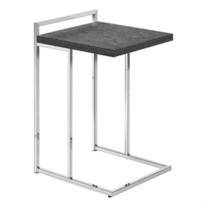 Pemberly Row Wide C-Shaped Accent Table with Chrome Handle in Grey