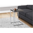 Pemberly Row Wide C-Shaped Accent Table with Chrome Handle in Grey