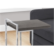 Pemberly Row Wide C-Shaped Accent Table with Chrome Handle in Grey