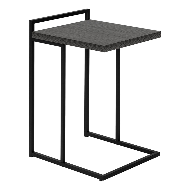Pemberly Row Wide C-Shaped Accent Table with Black Metal Handle in Grey