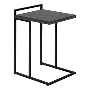 Pemberly Row Wide C-Shaped Accent Table with Black Metal Handle in Grey