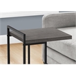 Pemberly Row Wide C-Shaped Accent Table with Black Metal Handle in Grey