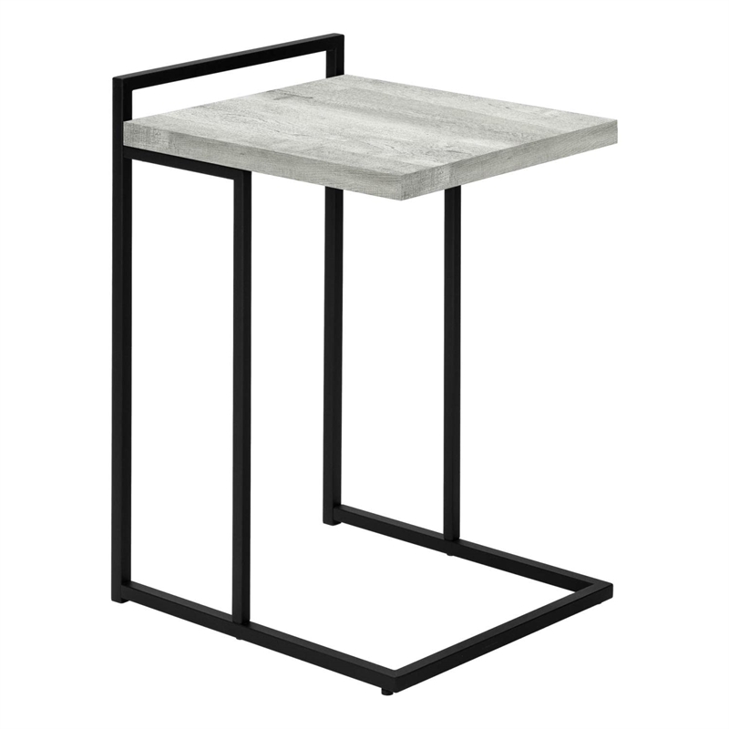 Pemberly Row Wide C-Shaped Accent Table with Handle in Grey Reclaimed Wood