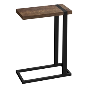 Pemberly Row Industrial Farmhouse C-Shaped Accent Table in Brown Reclaimed