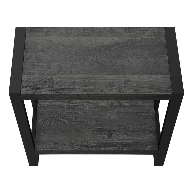 Pemberly Row Industrial Farmhouse 2-Tier Accent Table in Black Reclaimed