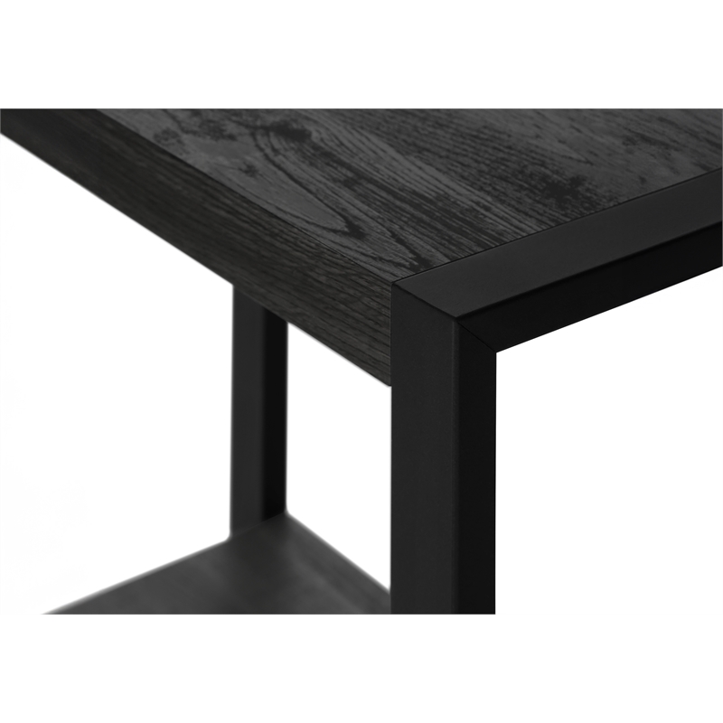 Pemberly Row Industrial Farmhouse 2-Tier Accent Table in Black Reclaimed