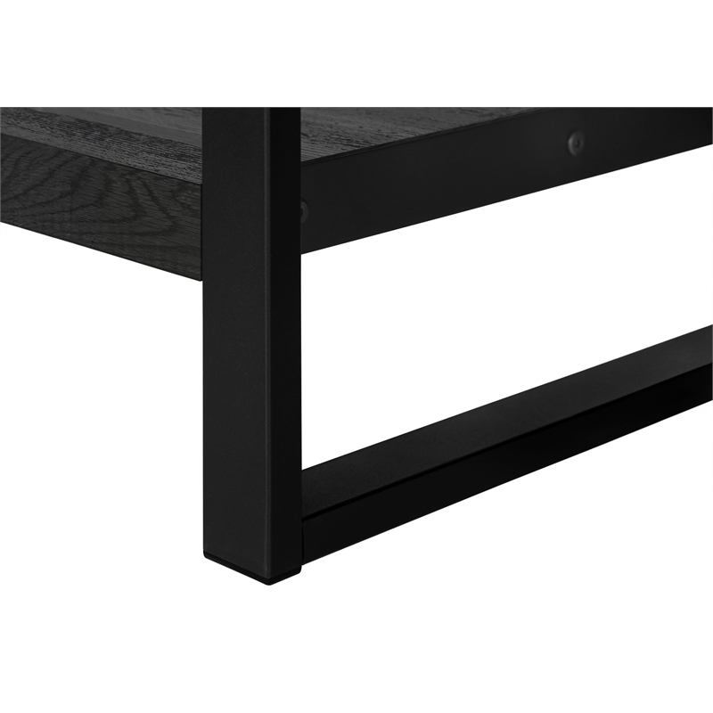 Pemberly Row Industrial Farmhouse 2-Tier Accent Table in Black Reclaimed