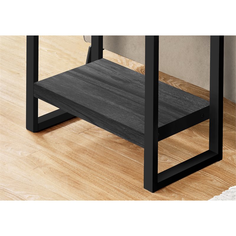 Pemberly Row Industrial Farmhouse 2-Tier Accent Table in Black Reclaimed