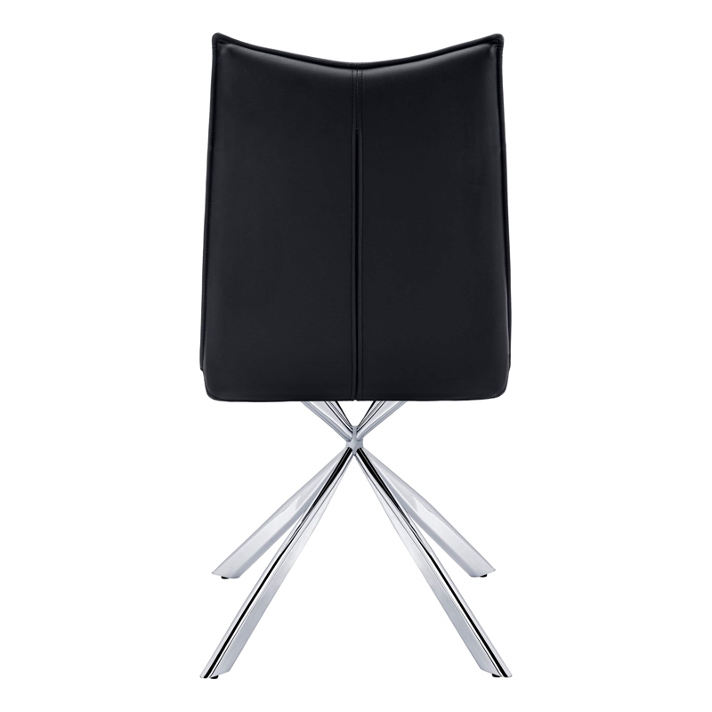 Pemberly Row Set of 2 Upholstered Dining Chairs in Black Leather Look