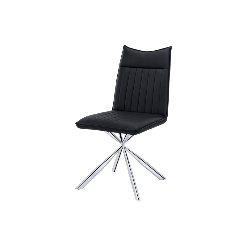 Pemberly Row Set of 2 Upholstered Dining Chairs in Black Leather Look