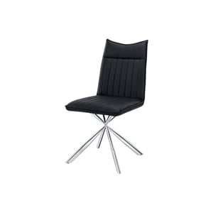 Pemberly Row Set of 2 Upholstered Dining Chairs in Black Leather Look