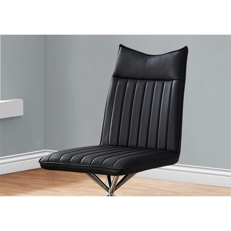Pemberly Row Set of 2 Upholstered Dining Chairs in Black Leather Look