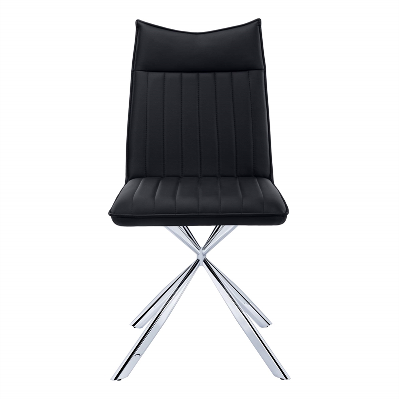 Pemberly Row Set of 2 Upholstered Dining Chairs in Black Leather Look