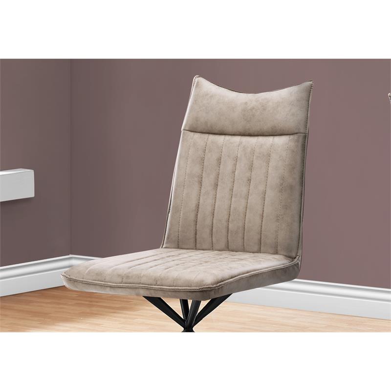 Pemberly Row Set of 2 Dining Chairs in Taupe Distressed Leather Look