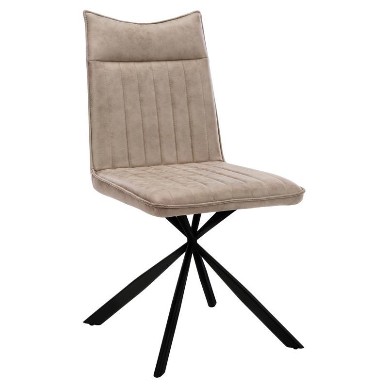Pemberly Row Set of 2 Dining Chairs in Taupe Distressed Leather Look