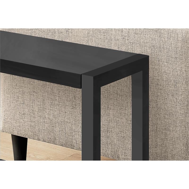 Pemberly Row 2-Tier Rectangular Accent Table with Shelf in Black