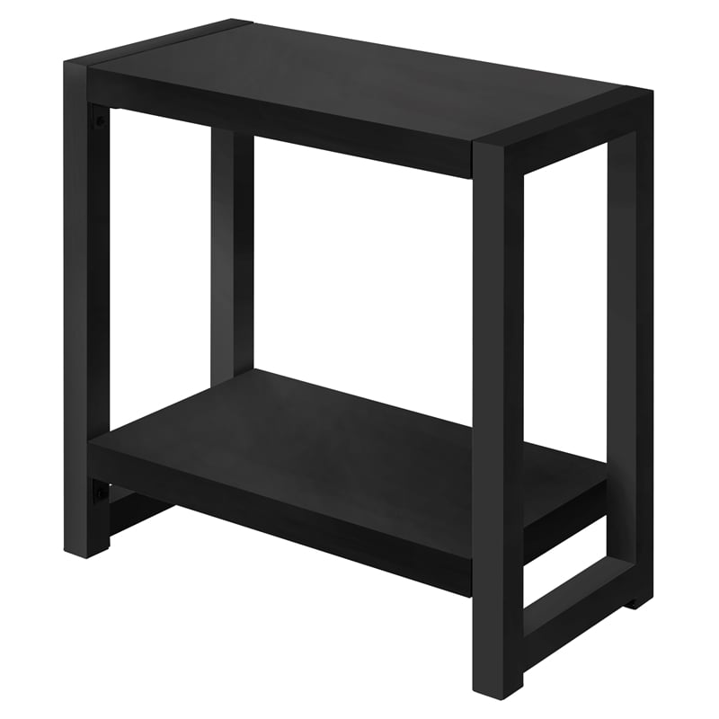 Pemberly Row 2-Tier Rectangular Accent Table with Shelf in Black