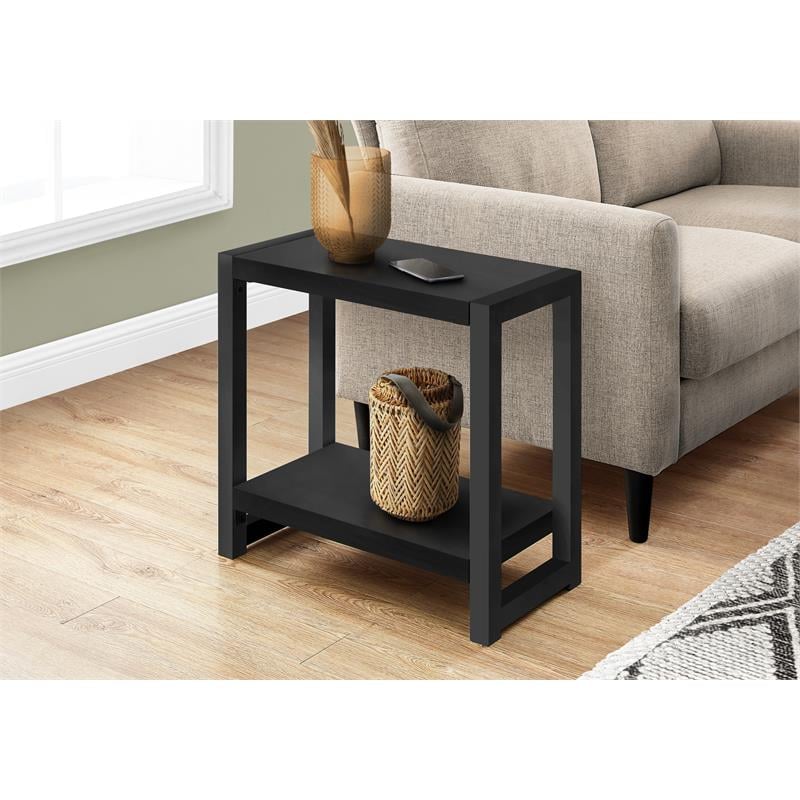 Pemberly Row 2-Tier Rectangular Accent Table with Shelf in Black