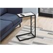 Pemberly Row C-Shaped Accent Table with Wave Frame in White Marble Look
