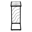 Pemberly Row C-Shaped Accent Table with Wave Frame in White Marble Look