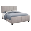 Pemberly Row Queen Platform Bed with Tufted Headboard in Grey Linen Look