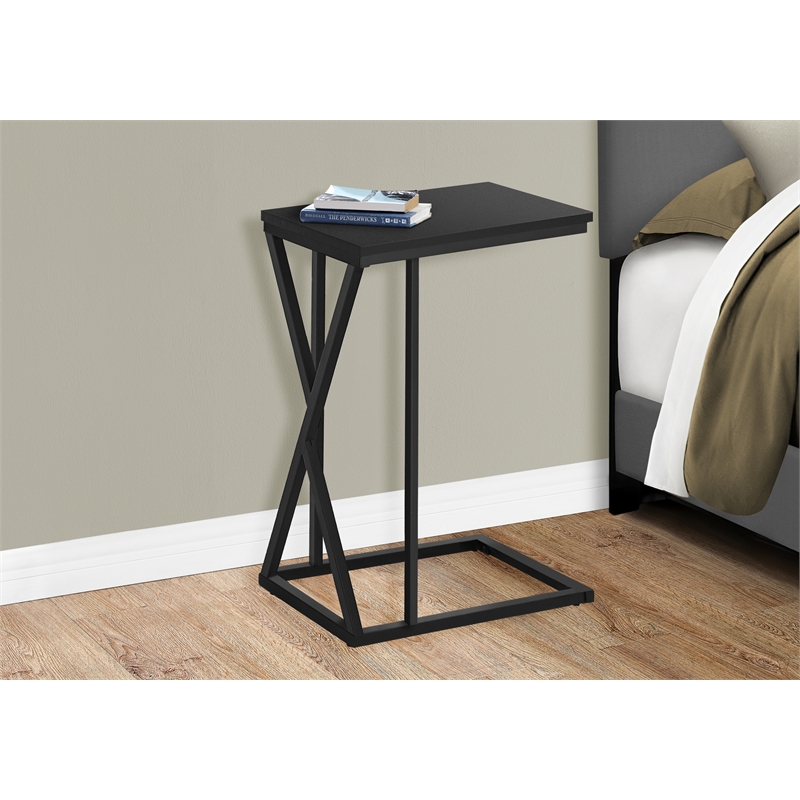 Pemberly Row C-Shaped Accent Table with Triangle Frame in Black Finish