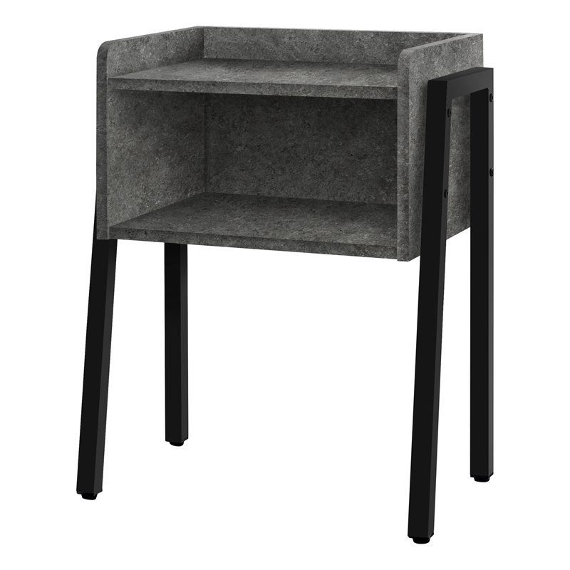 Pemberly Row Industrial End Table with Open Shelf in Gray Stone Look
