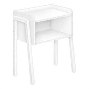 Pemberly Row Industrial End Table with Open Shelf in White Finish