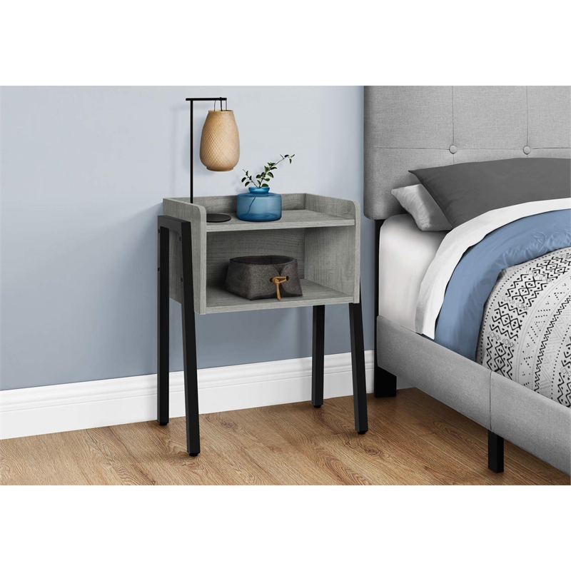 Pemberly Row Industrial End Table with Open Shelf in Reclaimed Gray