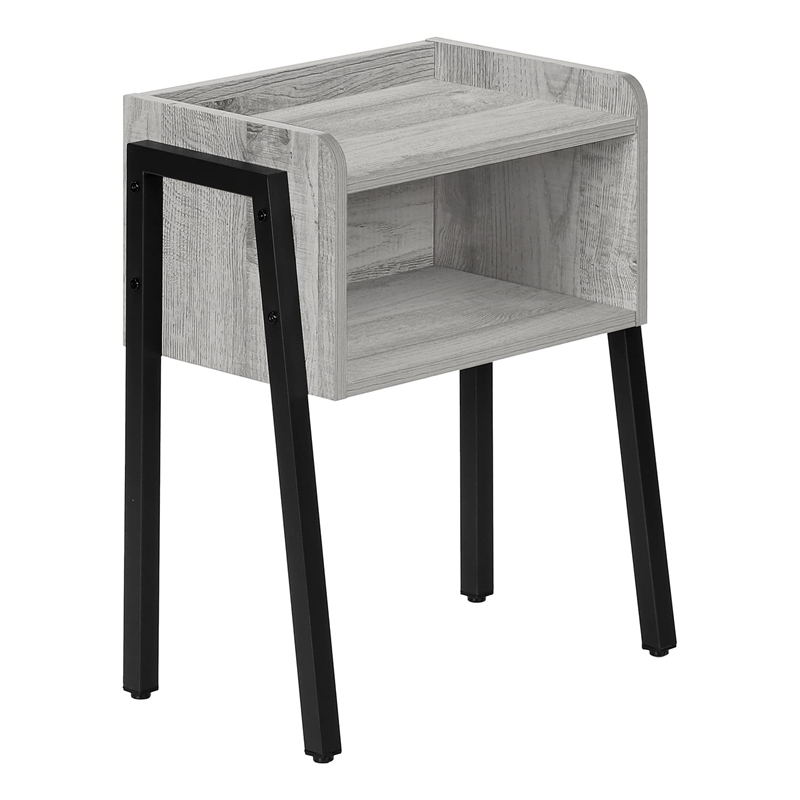 Pemberly Row Industrial End Table with Open Shelf in Reclaimed Gray