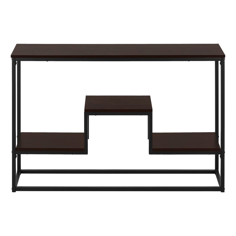 Pemberly Row Multi-Tier Console Table with 3 Shelves in Espresso
