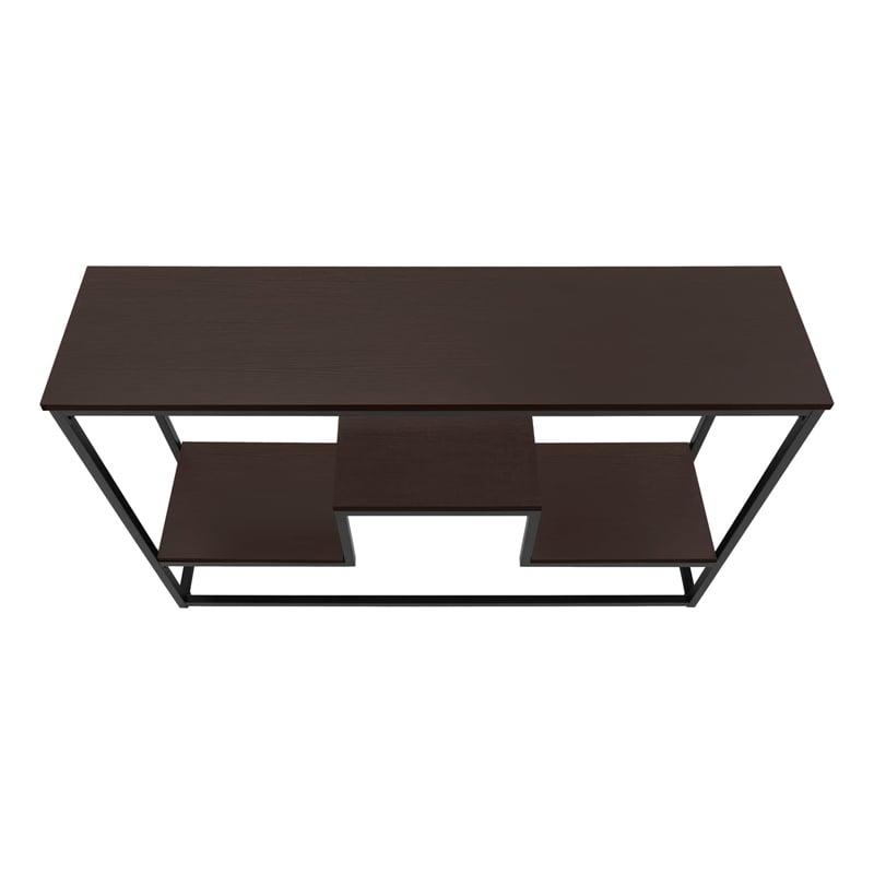 Pemberly Row Multi-Tier Console Table with 3 Shelves in Espresso