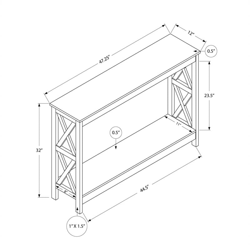 Pemberly Row Multi-Tier Console Table with 3 Shelves in Espresso