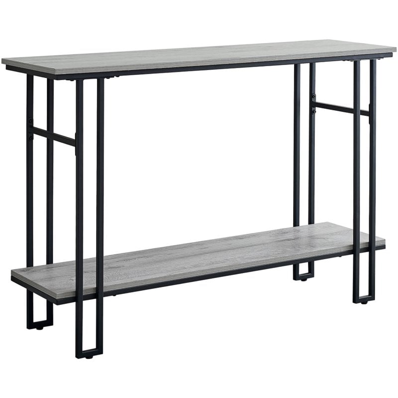 Pemberly Row Console Table with H-Frame and Shelf in Gray Wash Reclaimed