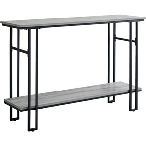 Pemberly Row Console Table with H-Frame and Shelf in Gray Wash Reclaimed